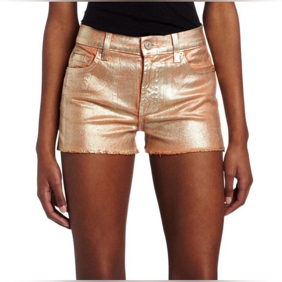7 For All Mankind Pants - 7 for all Mankind Carrie Orange Foil cut off shorts Sz 25